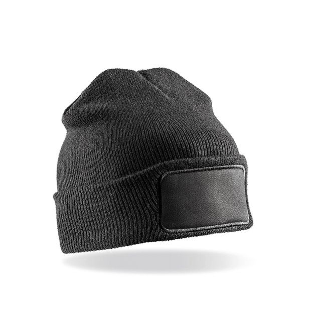 Weiche Strick-Beanie mit Logodruck - verschiedene Farben