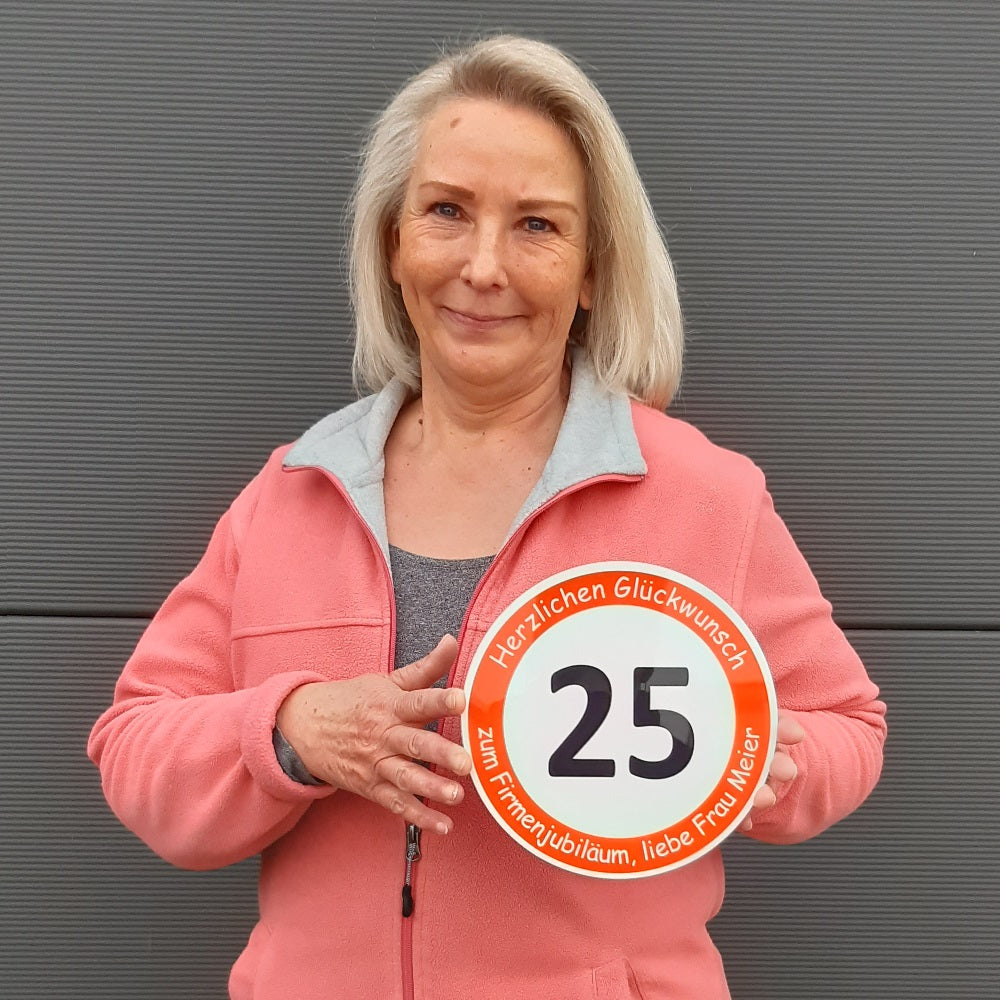 Individuelles Verkehrsschild zum Firmenjubiläum