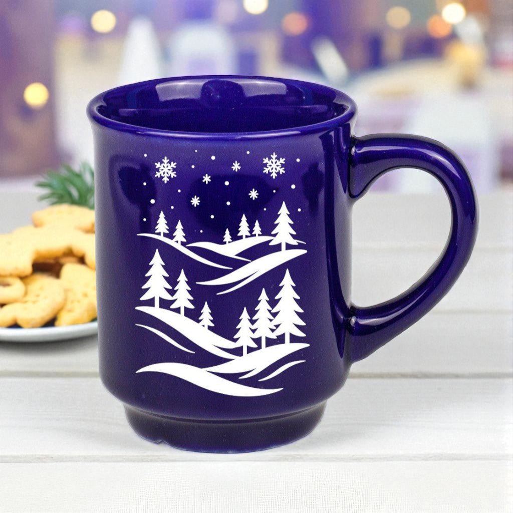 Glühweinbecher - Kobaltblau mit Druck & optionaler Eichstrich