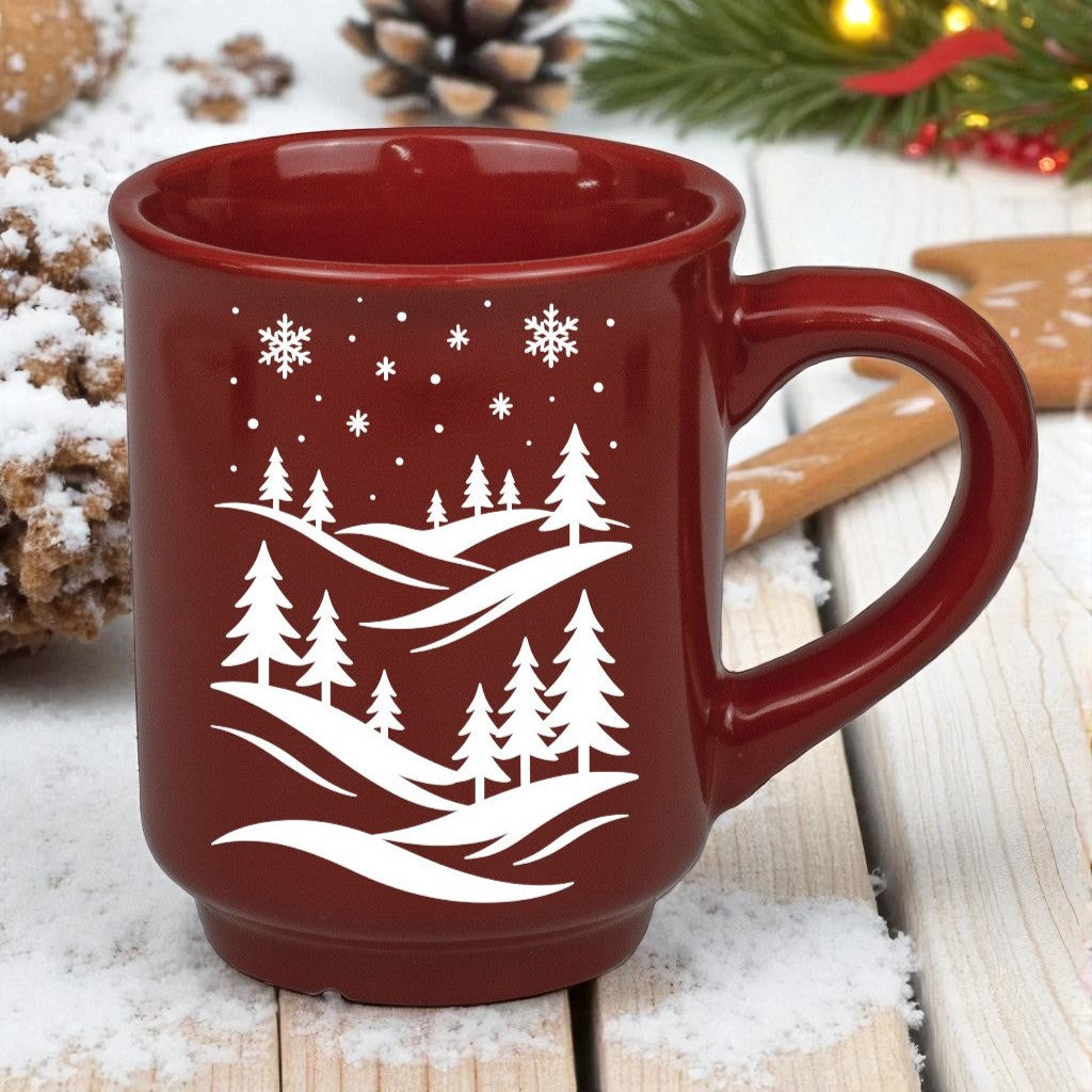 Glühweinbecher - Himbeer mit Druck & optionaler Eichstrich