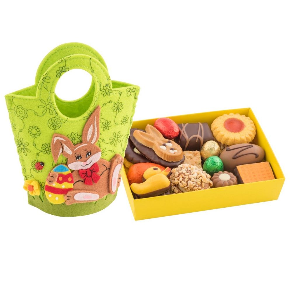 Werbegeschenk Filztasche Hase mit Oster-Gebäckmischung