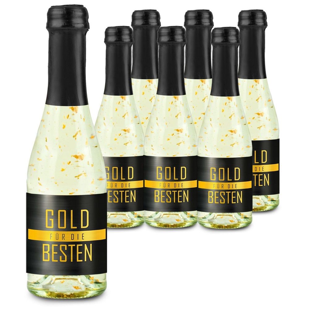 6 x Gold für die Besten 0,2 l Flasche - individuell gestaltbar