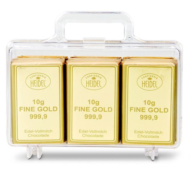 Goldkoffer mit 12 Schoko-Goldbarren - individualisierbar
