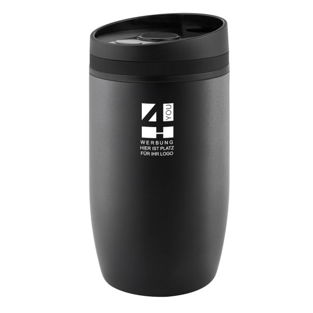 Vakuumbecher "Crema Officina Nero" mit Logogravur