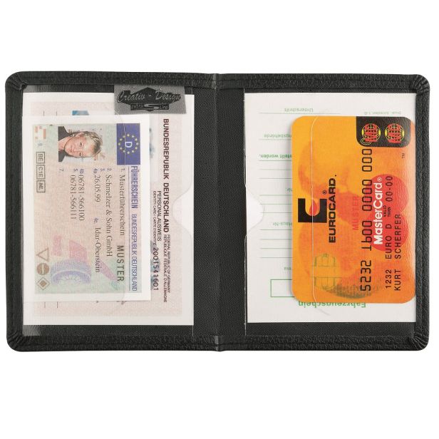 Ausweistasche schwarz mit Logodruck oder -prägung