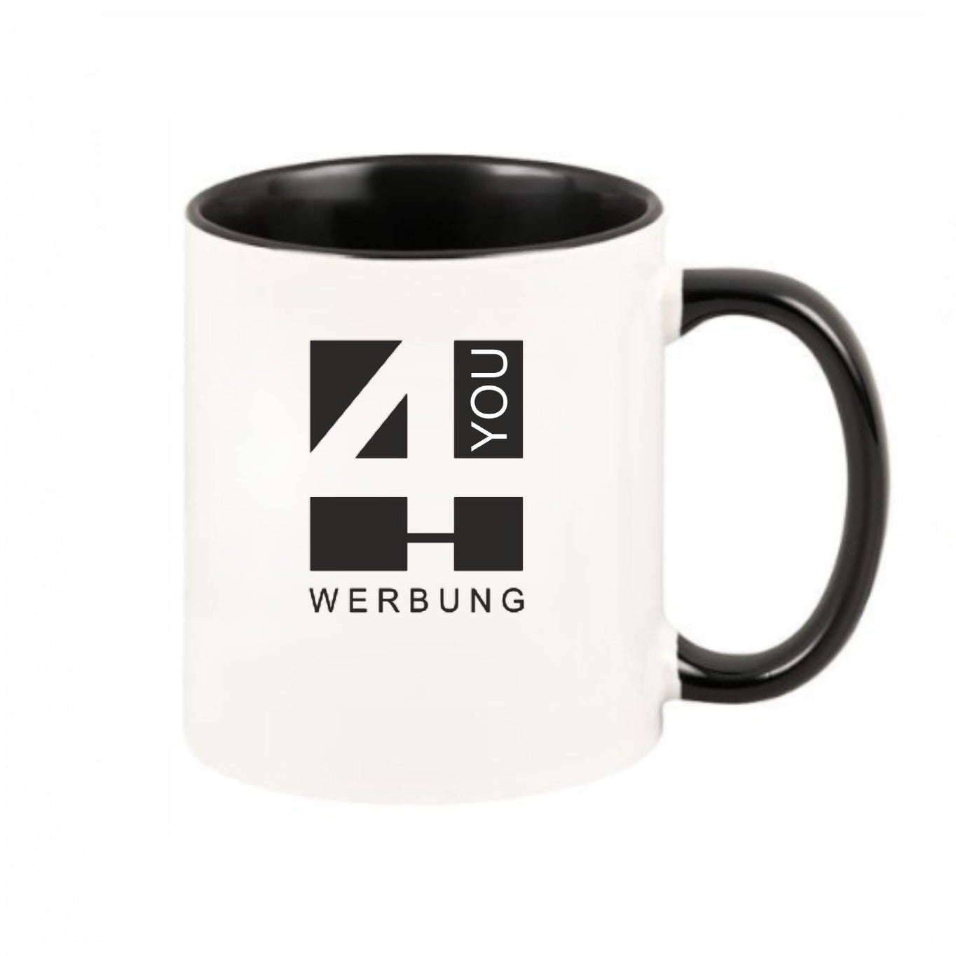 Keramiktasse schwarz - farbiger Henkel & Innenwand