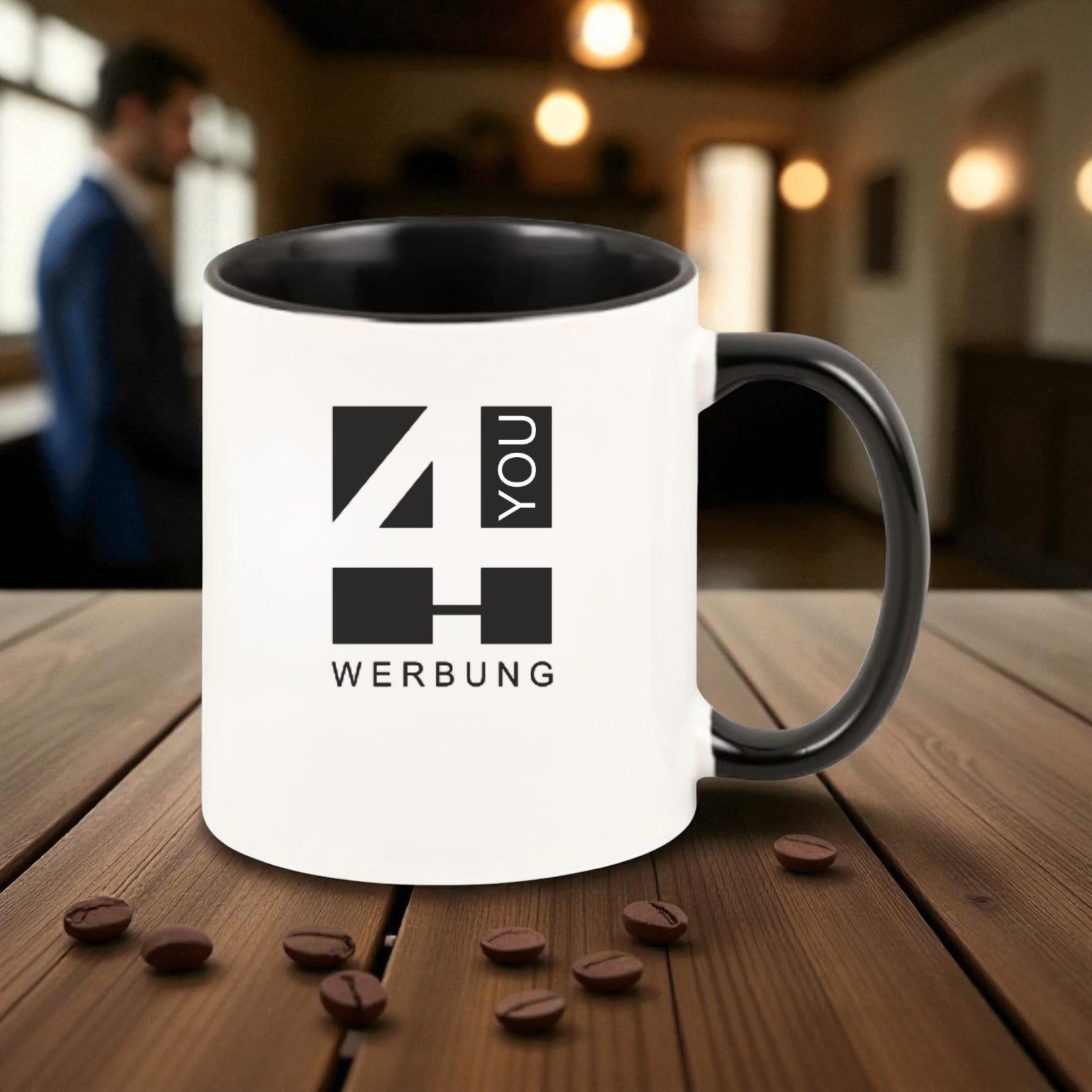 Keramiktasse schwarz - farbiger Henkel & Innenwand