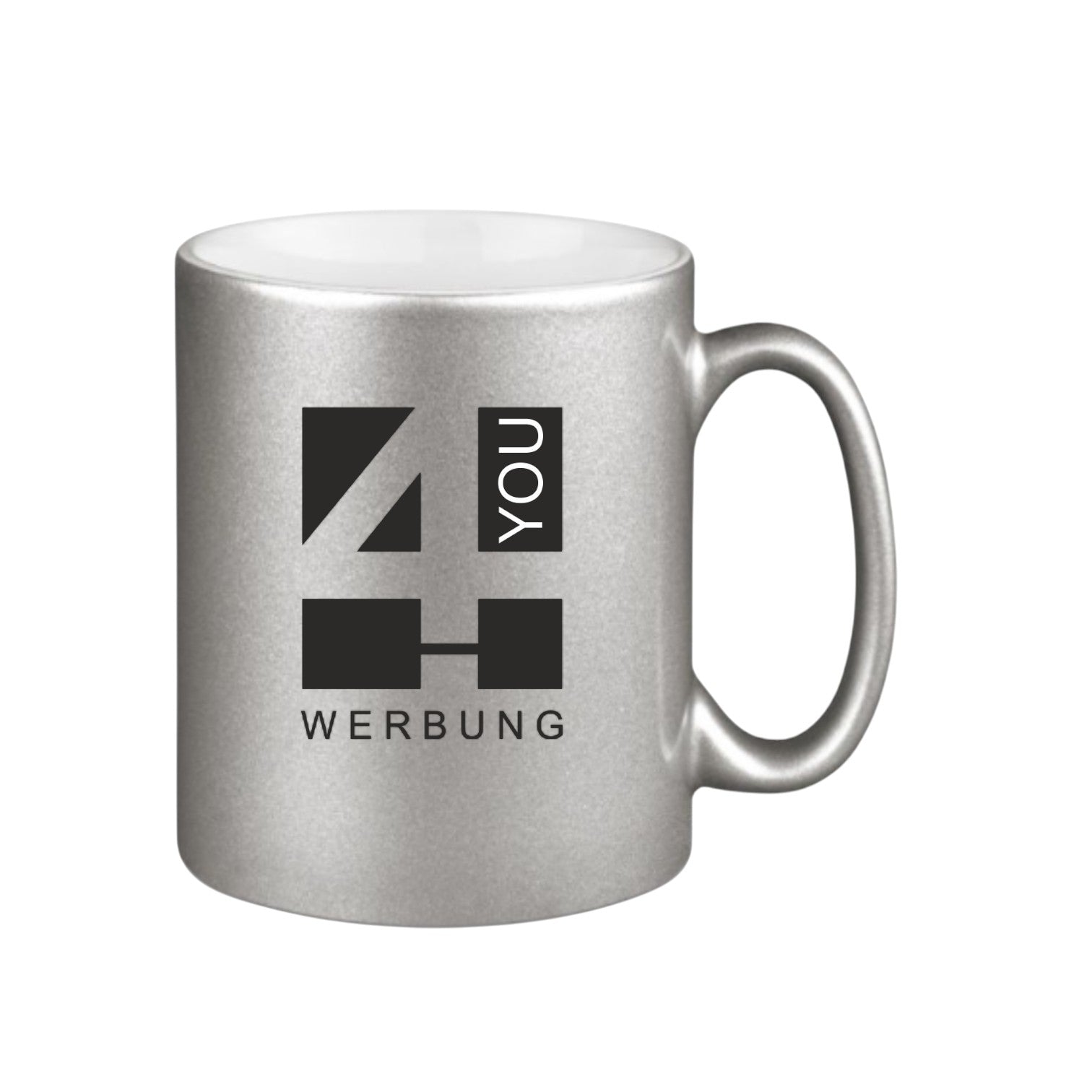 Glitzertasse im Metallic-Look Silber