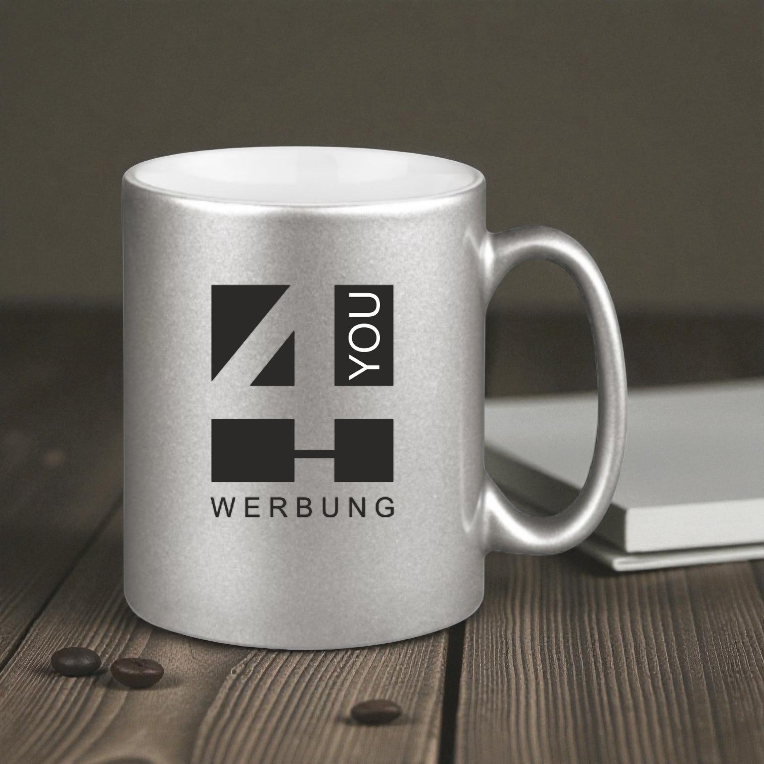 Glitzertasse im Metallic-Look Silber