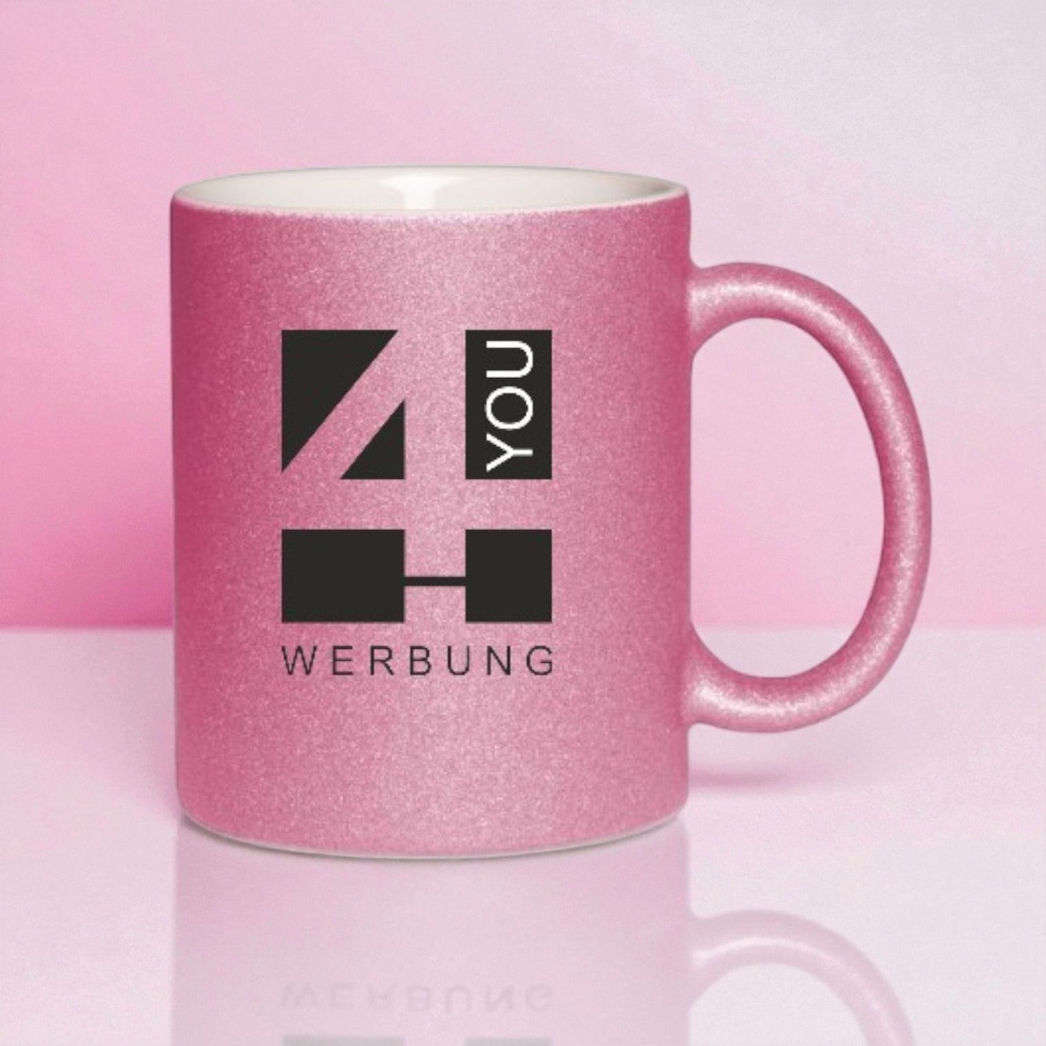 Glitzertasse mit Glitzerpartikeln Pink