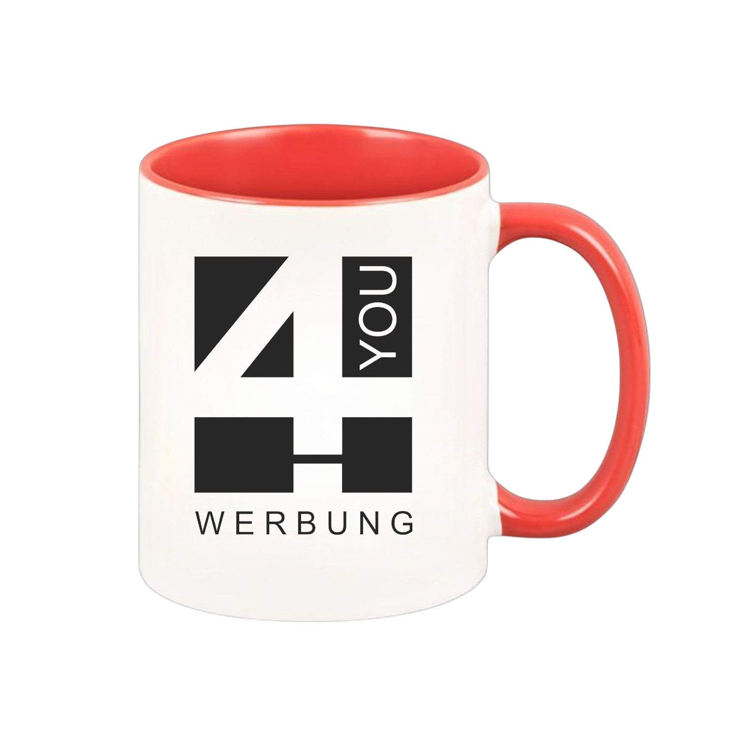 Keramiktasse rot - farbiger Henkel & Innenwand