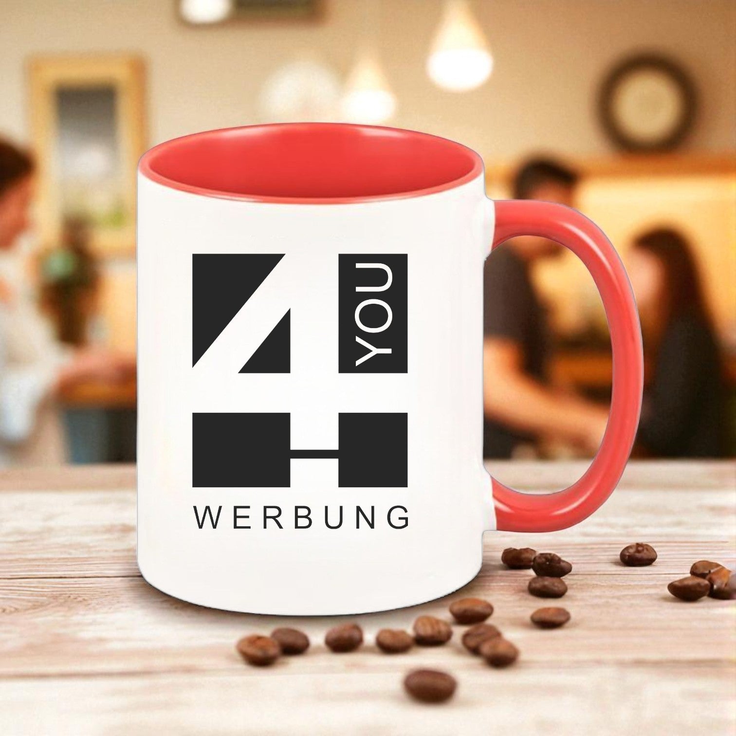 Keramiktasse rot - farbiger Henkel & Innenwand