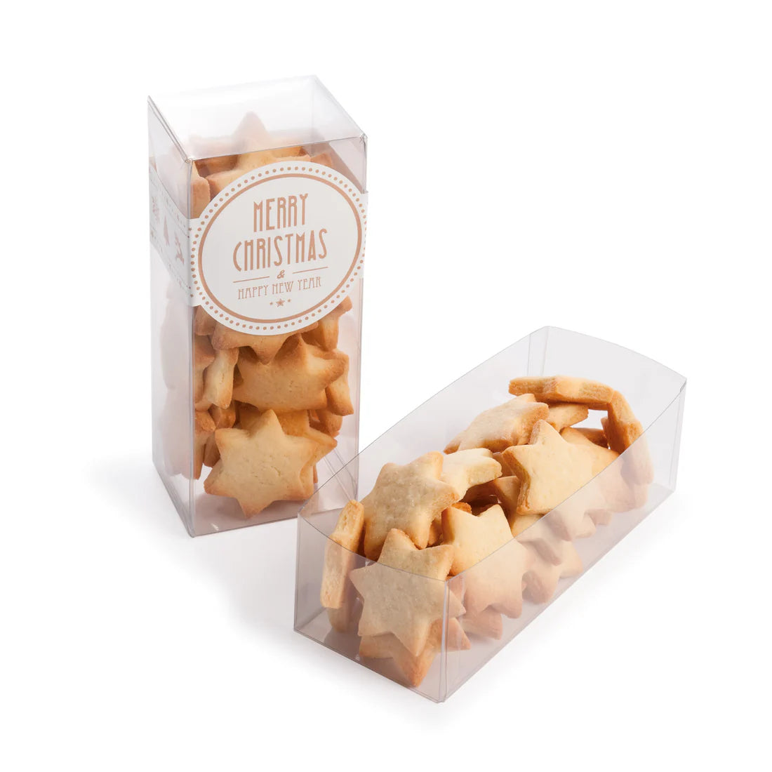 Butterkekssterne in der Klarsichtbox