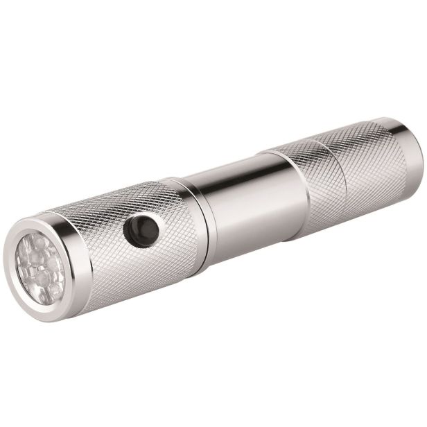 LED Sicherheits-Taschenlampe silber mit Logogravur oder -druck
