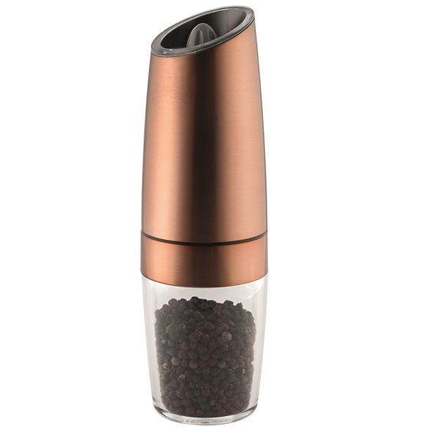 Design Pfeffermühle "Gravity Gourmet" kupfer mit Logo