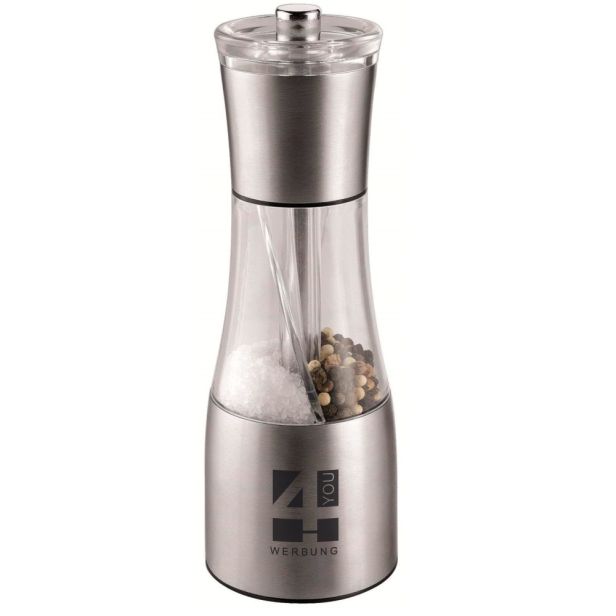 Salz-& Pfeffermühle "Organic Duo" silber mit Logogravur