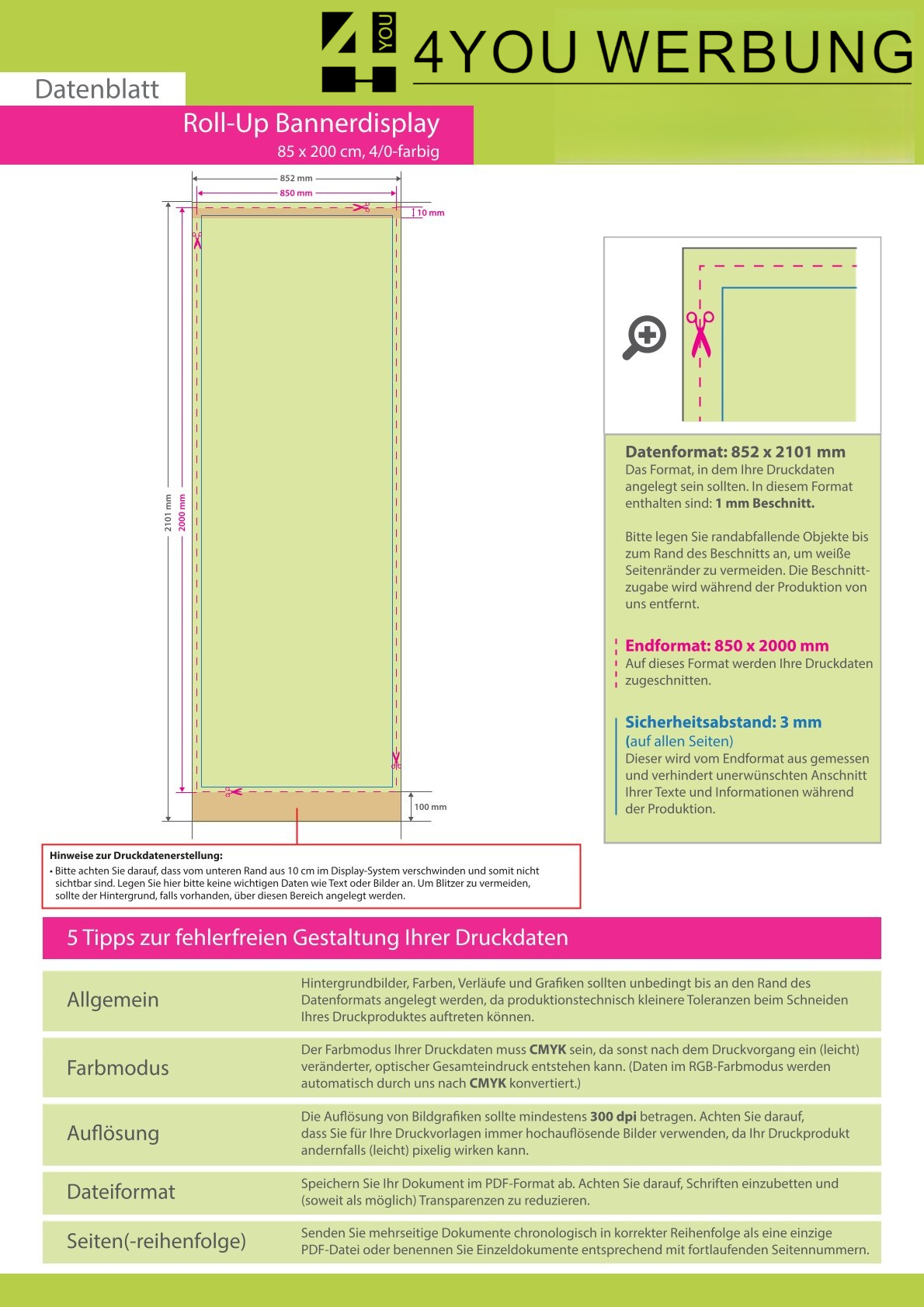 Roll-Up Bannerdisplay mit schwarzer Kassette - 85 x 200 cm