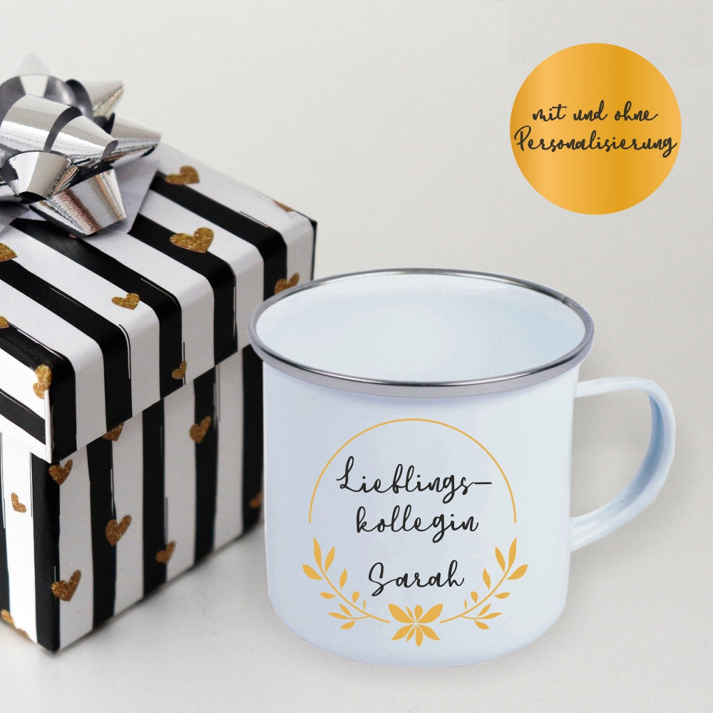 Emaille Tasse "Lieblingskollege" - personalisierbar