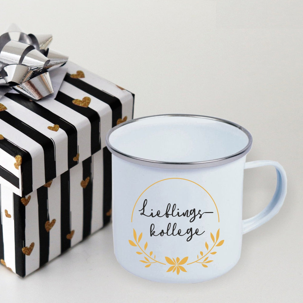 Emaille Tasse "Lieblingskollege" - personalisierbar
