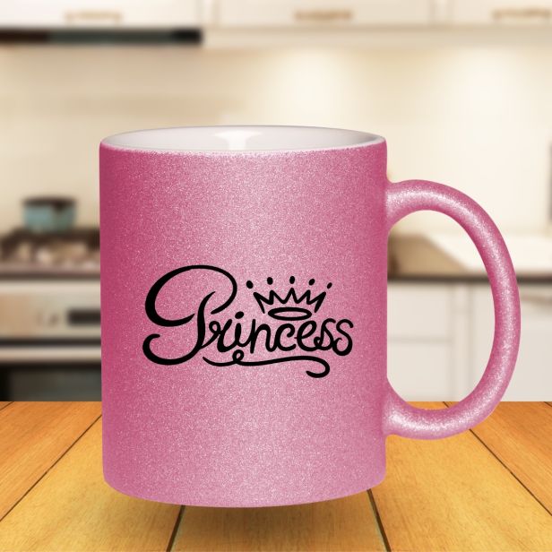 Glitzertasse mit Glitzerpartikeln Pink