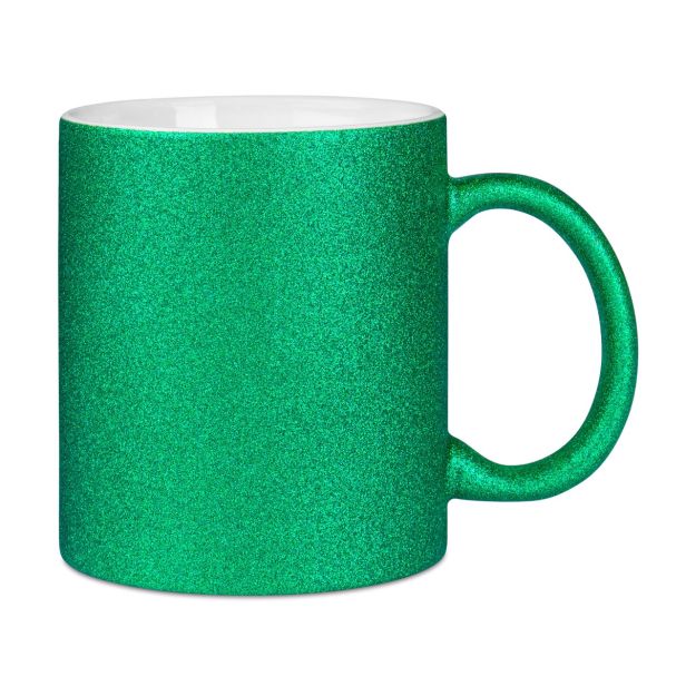 Glitzertasse mit Glitzerpartikeln Grün