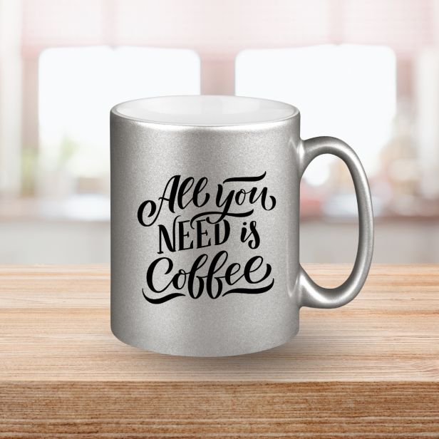 Glitzertasse im Metallic-Look Silber