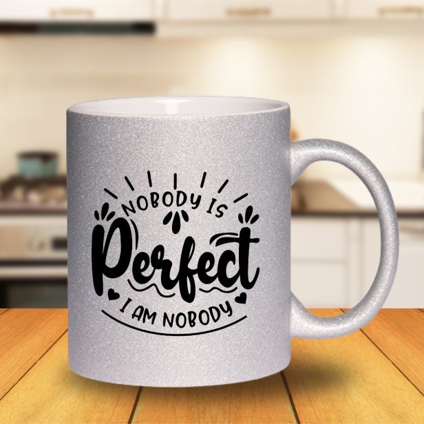 Glitzertasse mit Glitzerpartikeln Silber