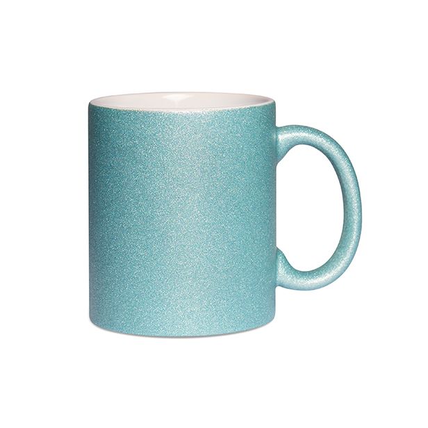 Glitzertasse mit Glitzerpartikeln Hellblau