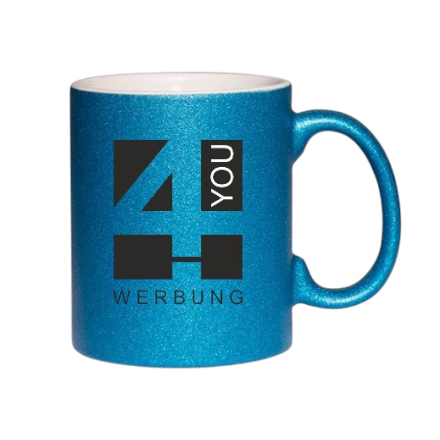 Glitzertasse mit Glitzerpartikeln Blau