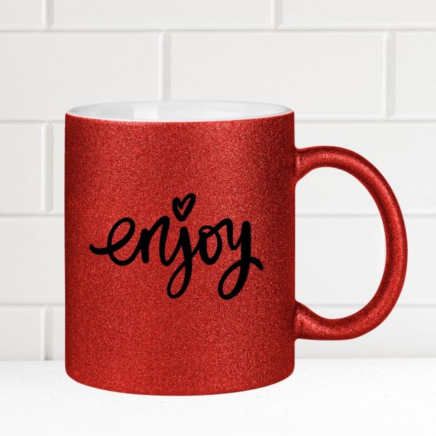 Glitzertasse mit Glitzerpartikeln Rot
