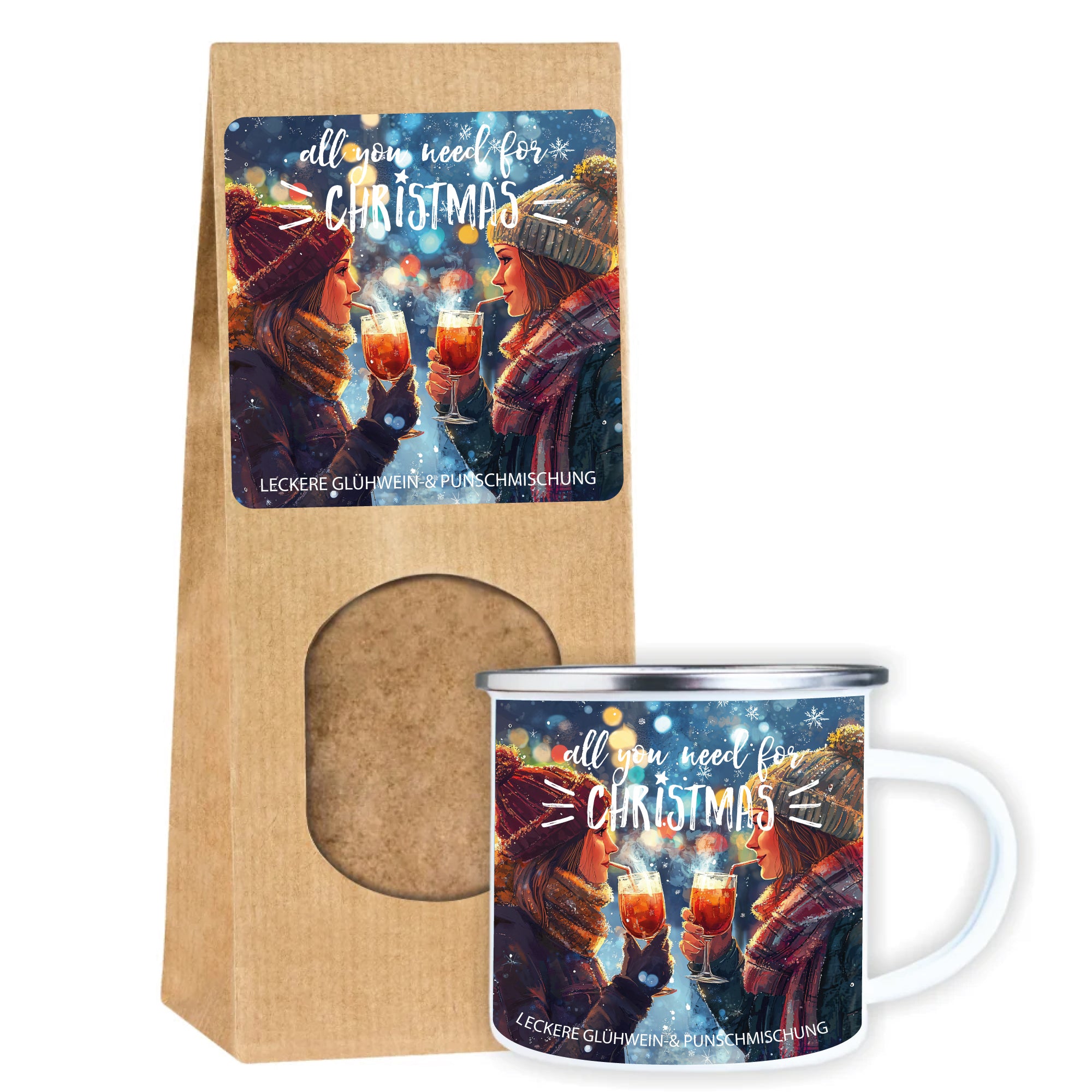 Adventszauber-Set – Emailletasse mit Glühweinmischung