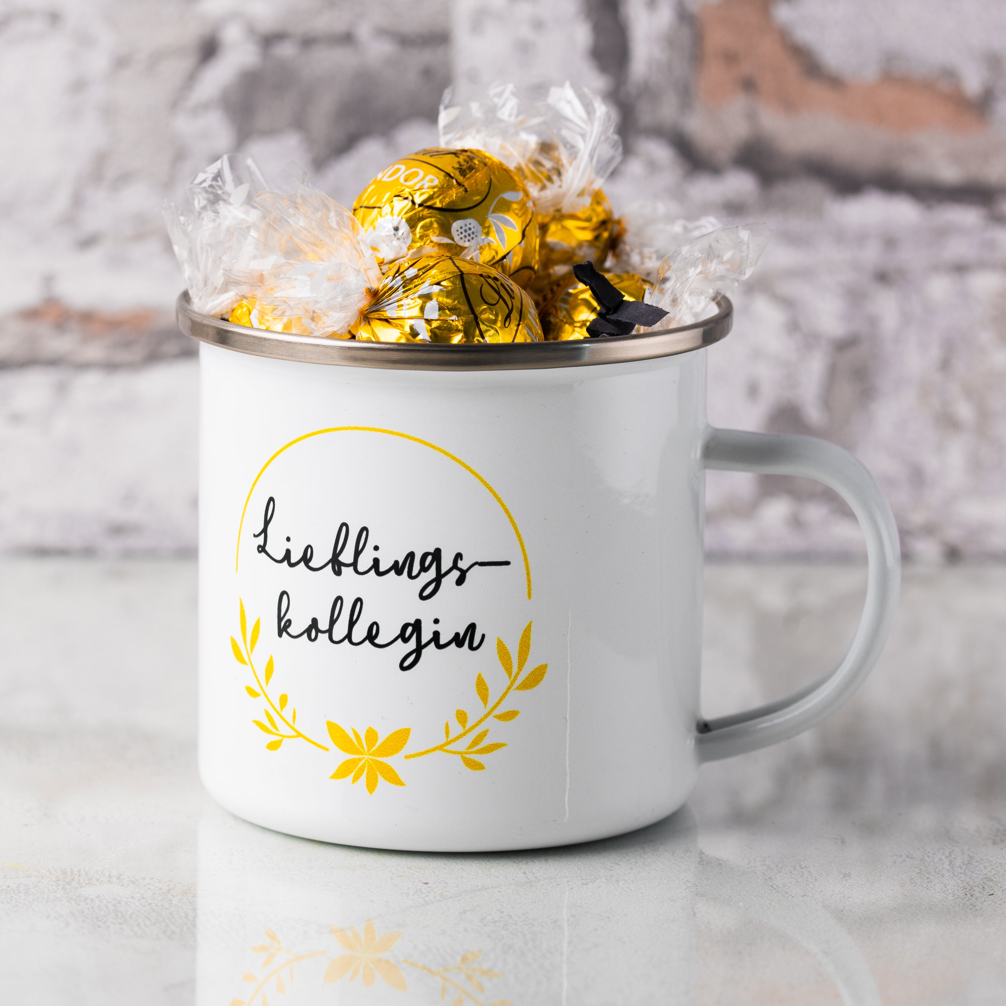 Emaille Tasse "Lieblingskollege" - personalisierbar