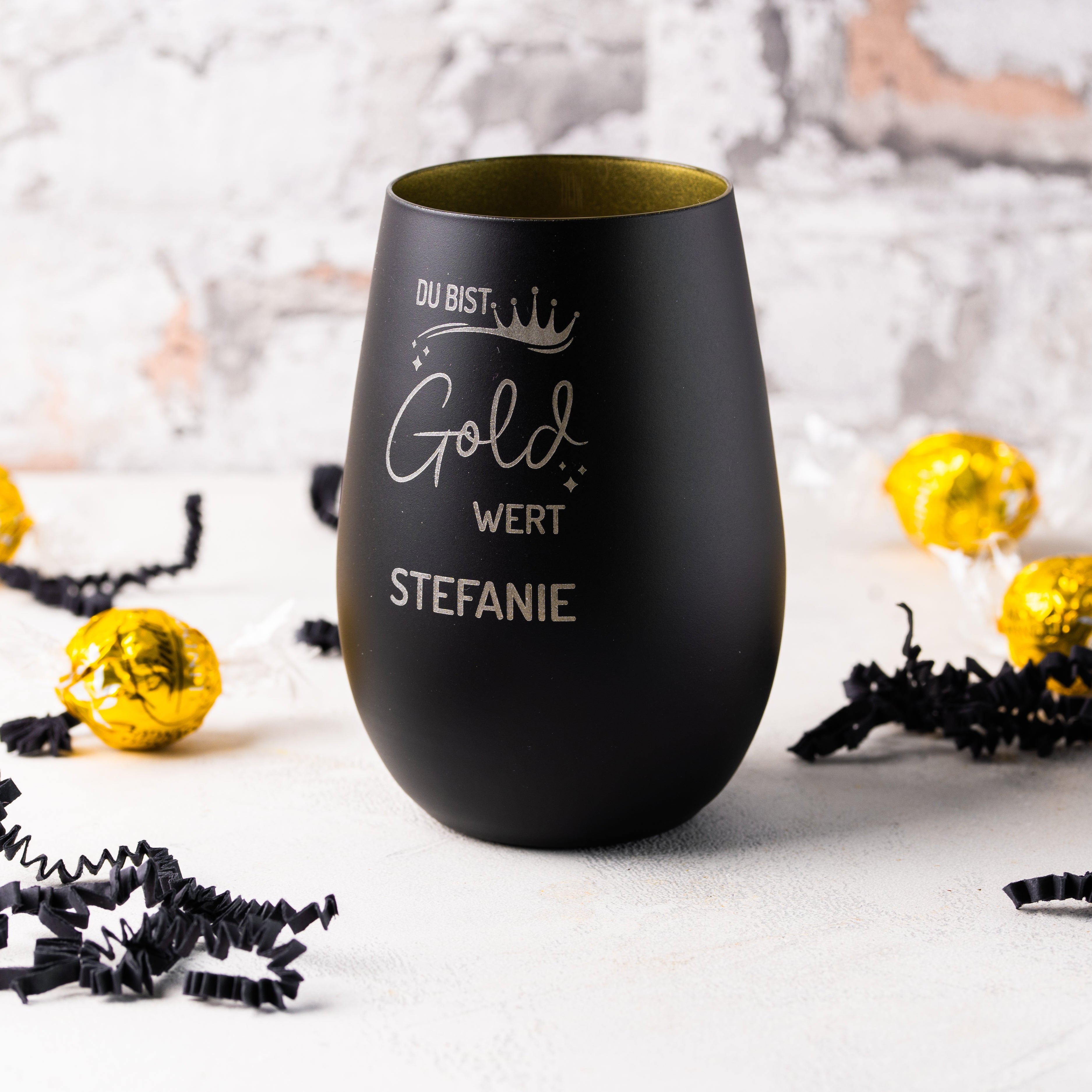 Windlicht "Du bist Gold wert" - personalisierbar