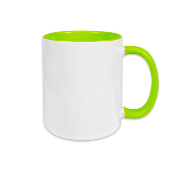 Keramiktasse hellgrün - farbiger Henkel & Innenwand