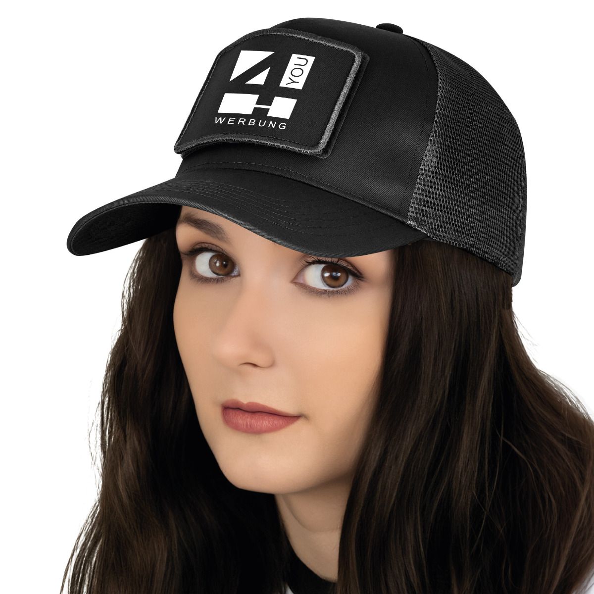 Removable Cap mit Patch - Snapback Trucker schwarz
