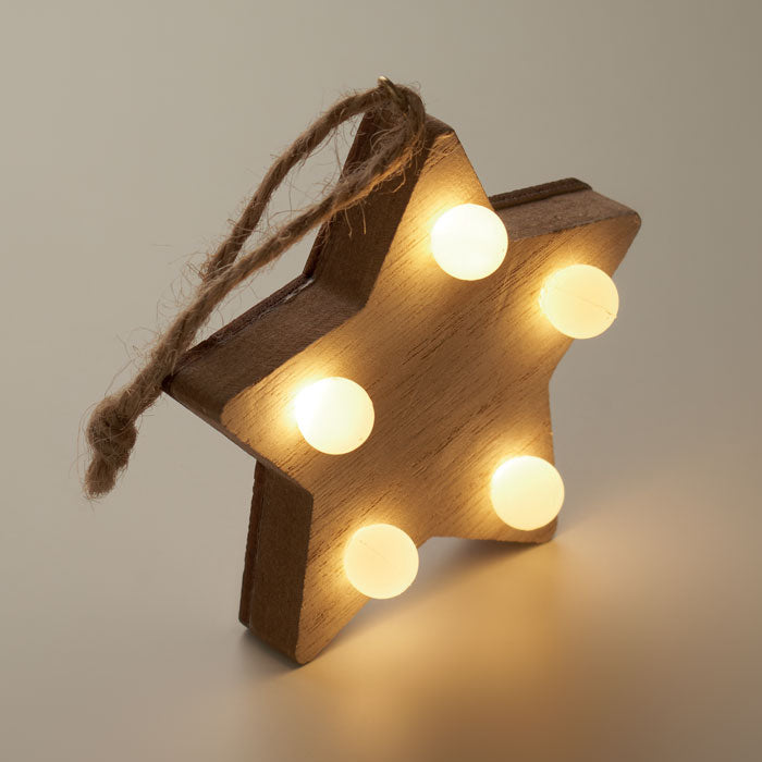 Stern-Anhänger aus Holz mit LED