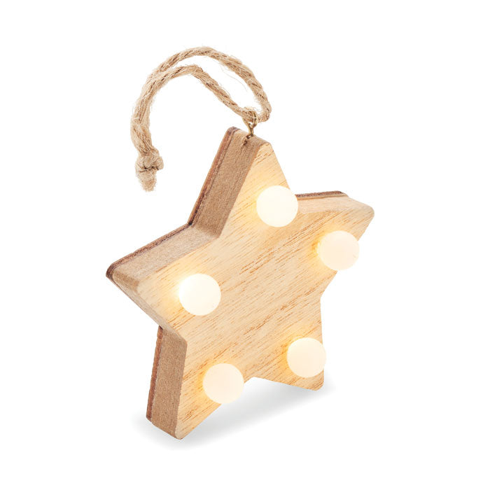 Stern-Anhänger aus Holz mit LED