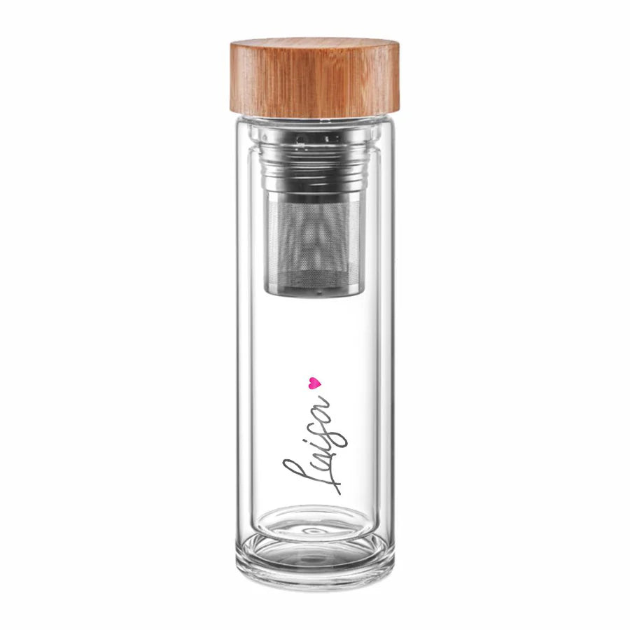 Thermos Glasflasche mit Logo & Herz-Design Heart
