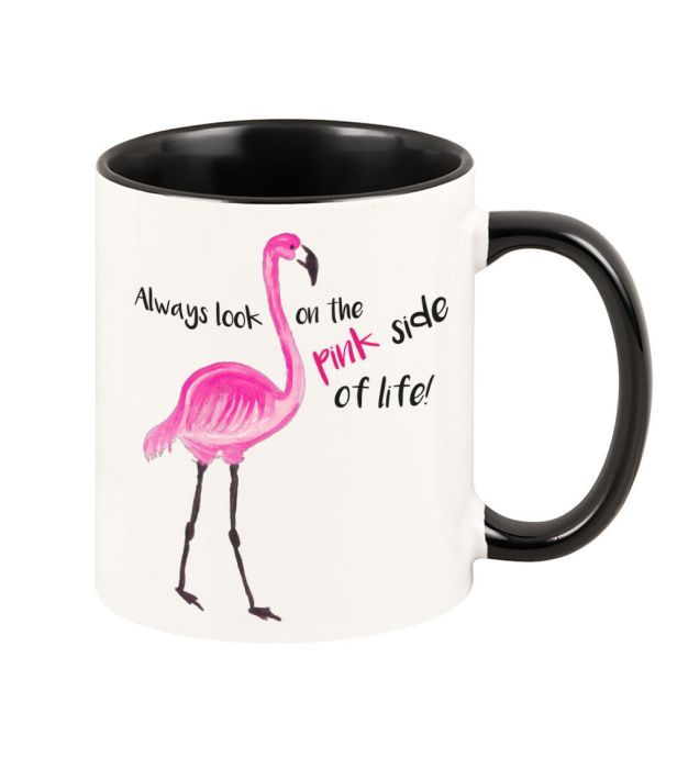 Keramiktasse schwarz - farbiger Henkel & Innenwand