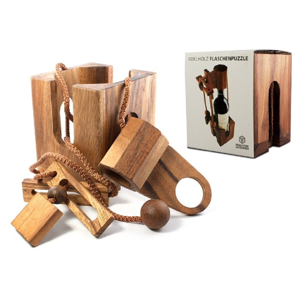 Mitarbeitergeschenk Edelholz Flaschenpuzzle mit Wunschtext