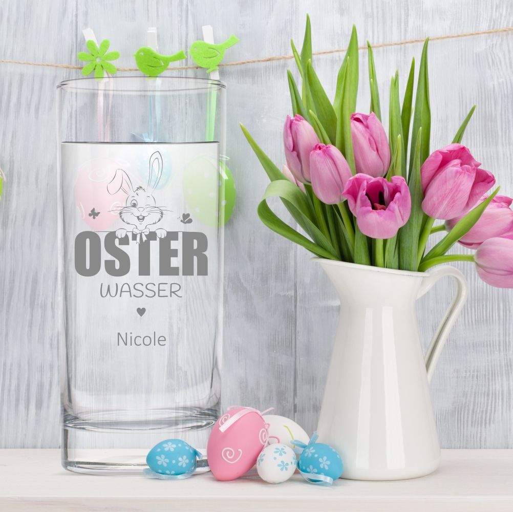 Wasserglas "Osterwasser" Hasen-Design