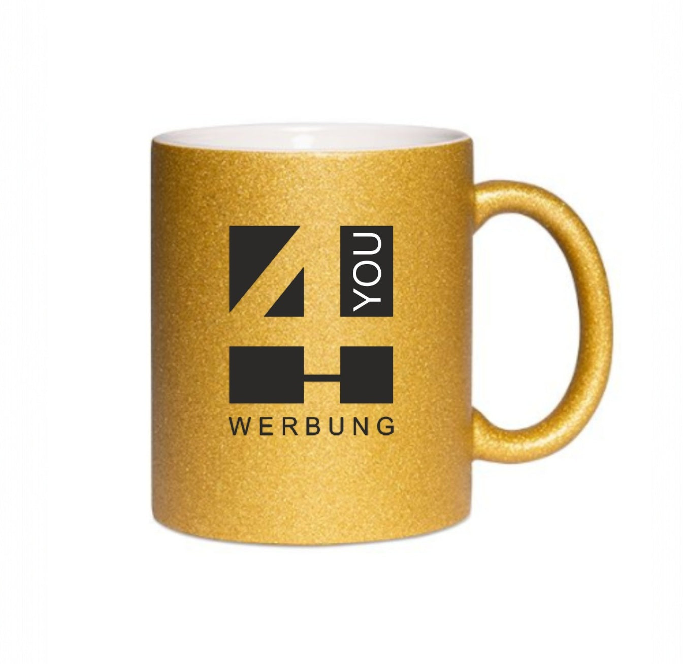 Glitzertasse mit Glitzerpartikeln Gold