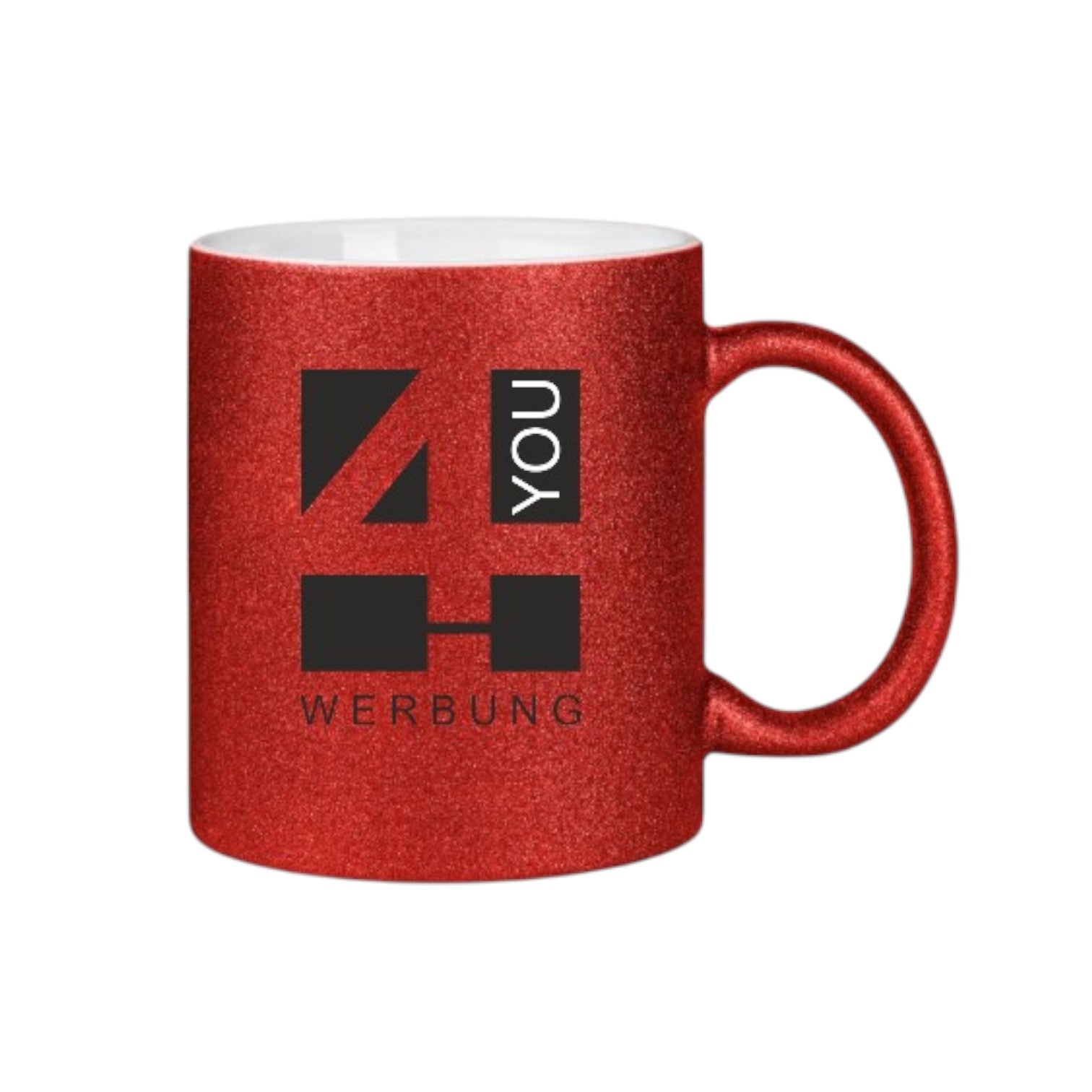 Glitzertasse mit Glitzerpartikeln Rot