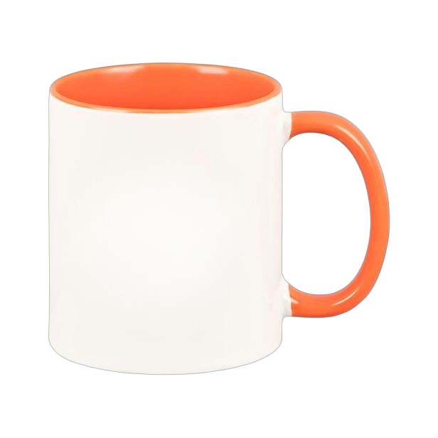 Keramiktasse orange - farbiger Henkel & Innenwand