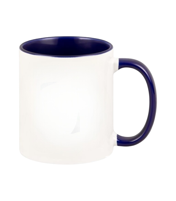 Keramiktasse dunkelblau - farbiger Henkel & Innenwand