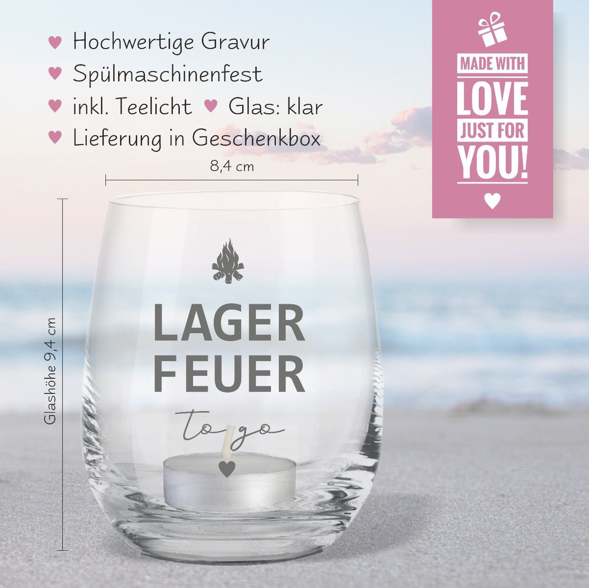 Windlicht - Lagerfeuer to go - optional mit Logodruck