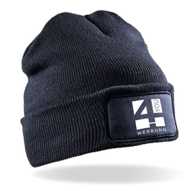 Weiche Strick-Beanie mit Logodruck - verschiedene Farben