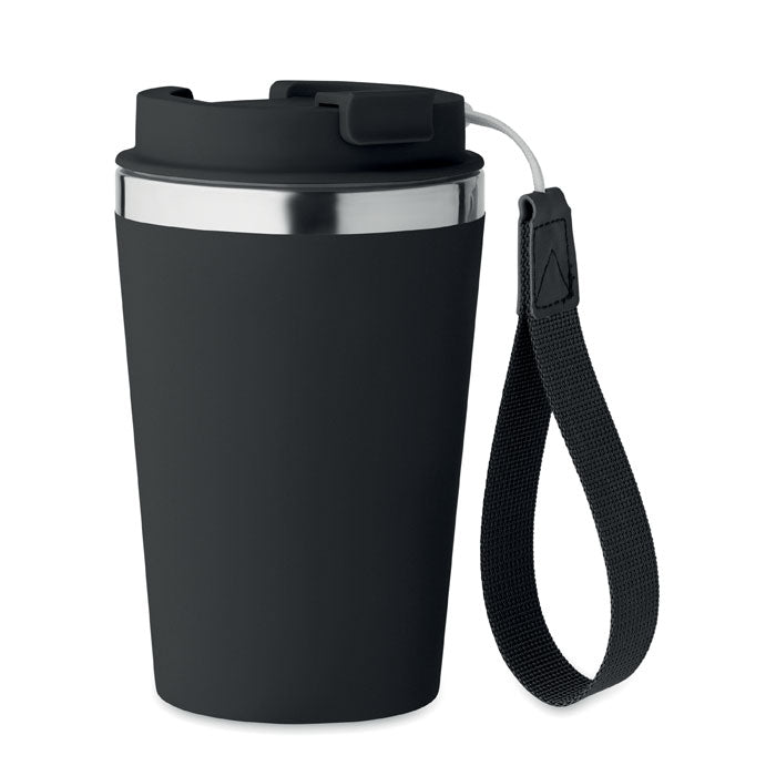 Doppelwandiger Becher aus recyceltem Edelstahl mit Schlaufe