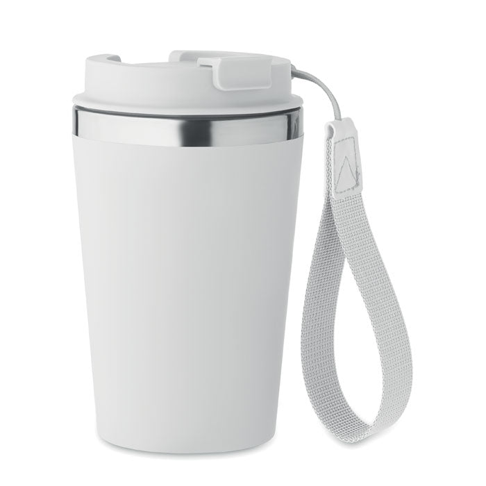Doppelwandiger Becher aus recyceltem Edelstahl mit Schlaufe