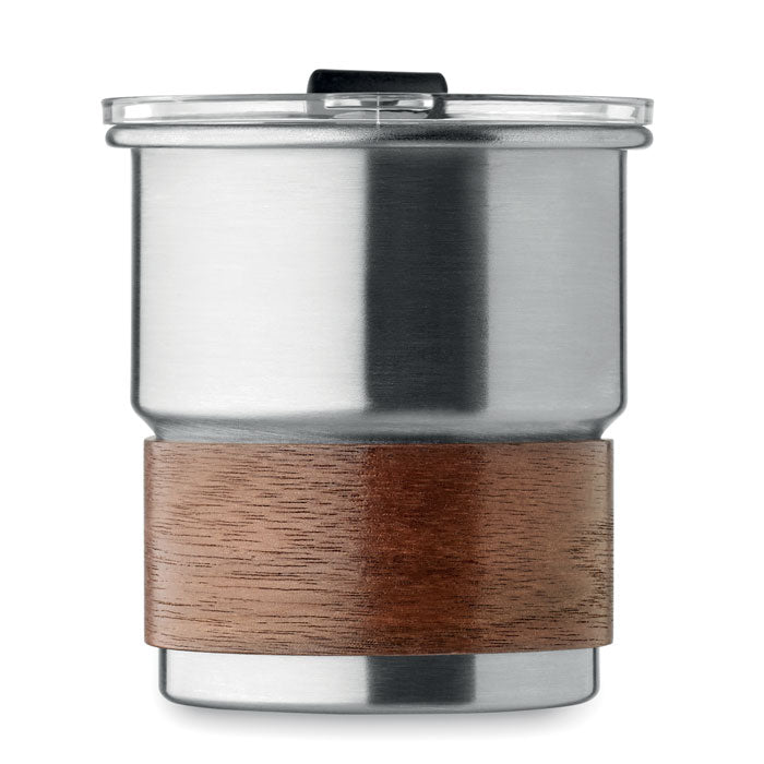 Einwandiger Becher aus recyceltem Edelstahl - Akazienholz